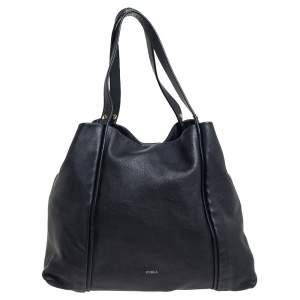 Pre Owned Furla Black Soft Leather Tote