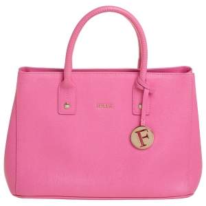Pre Owned Furla Pink Leather Linda Tote
