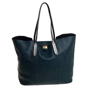 Pre Owned Furla Teal Blue Soft Leather Tote