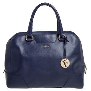 Pre Owned Furla Navy Blue Leather Tessa Satchel