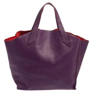 Pre Owned Furla Purple Leather Medium Tote
