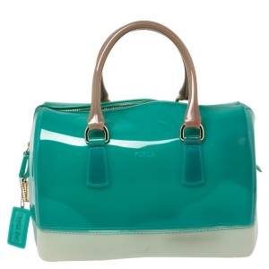 Pre Owned Furla Green/Grey PVC Candy Satchel