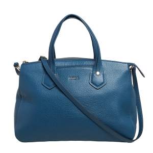 Pre Owned Furla Blue Leather Large Giada Satchel