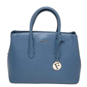 Pre Owned Furla Blue Leather Tessa Tote