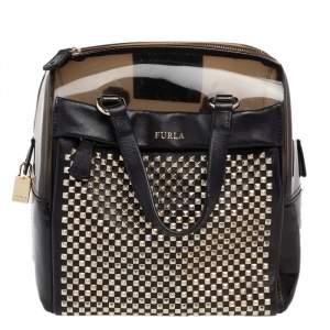 Pre Owned Furla Black PVC And Leather Candy Satchel