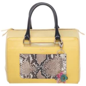 Pre Owned Furla Yellow Rubber and Leather Candy Bag 