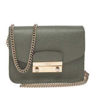 Pre Owned Furla Grey Leather Metropolis Crossbody Bag