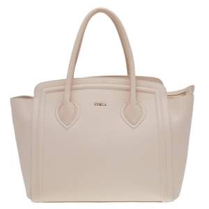 Pre Owned Furla Light Pink Leather Medium College Tote