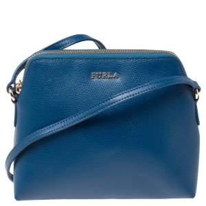 Pre Owned Furla Blue Leather Boheme Crossbody Bag