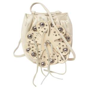 Furla White Embellished Leather Mini Crossbody Bag