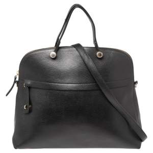 Pre Owned Furla Black Leather Piper Dome Satchel