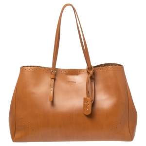 Pre Owned Furla Brown Perforated Leather Tote
