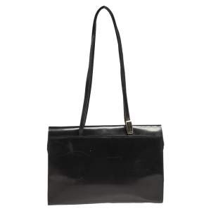 Pre Owned Furla Black Patent Leather Tote