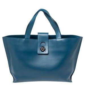 Pre Owned Furla Blue Leather Tote