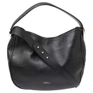 Furla Black Leather Hobo 