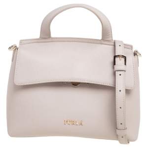 Pre Owned Furla Grey Leather Niki Top Handle Satchel