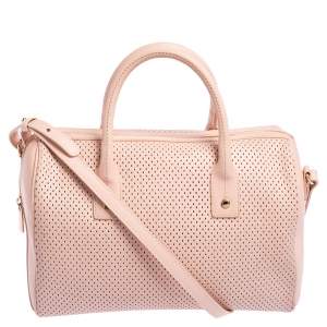 Furla Beige Perforated Leather Bowler Bag