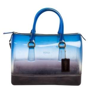Pre Owned Furla Ombre Blue Rubber Medium Candy Satchel