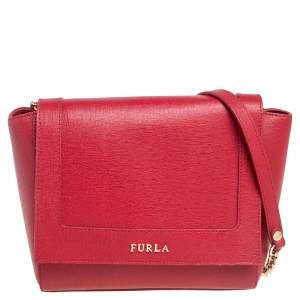 Pre Owned Furla Red Leather Mini Ginevra Shoulder Bag