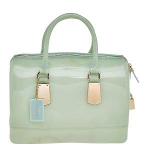 Pre Owned Furla Mint Green PVC Candy Satchel