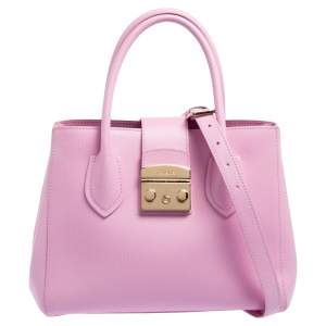 Pre Owned Furla Pink Leather Small Metropolis Tote