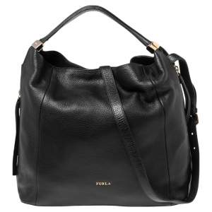 Furla Black Leather Elizabeth Zip Hobo