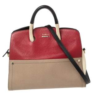 Pre Owned Furla Multicolor Leather Polaris Dome Satchel