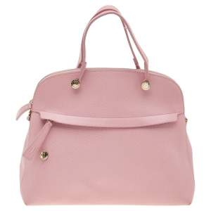 Pre Owned Furla Pink Leather Piper Dome Satchel