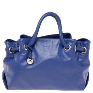 Pre Owned Furla Blue Leather Tote