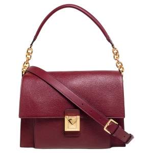 Pre Owned Furla Maroon Leather Medium Diva Top Handle Bag