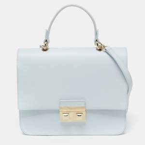 Pre Owned Furla Sky Blue Leather Bella Top Handle Bag