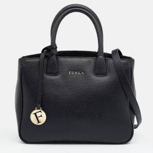 Pre Owned Furla Black Leather Capriccio Tote