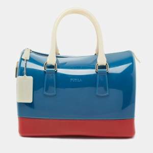 Pre Owned Furla Tri Color Rubber Medium Candy Satchel
