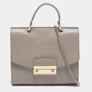 Pre Owned Furla Grey Leather Julia Top Handle Bag