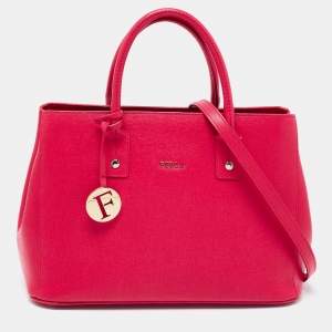 Pre Owned Furla Fushcia Leather Linda Tote