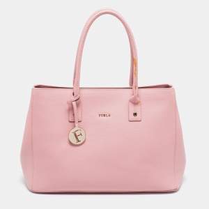 Pre Owned Furla Pink Leather Linda Tote