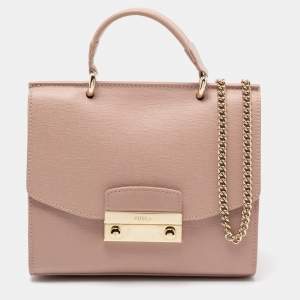 Pre Owned Furla Pink Leather Metropolis Top Handle Bag