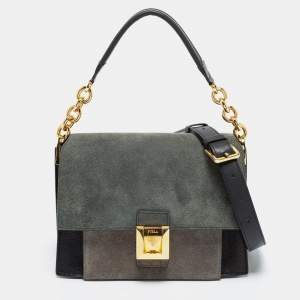 Pre Owned Furla Multicolor Suede and Leather Small Diva Top Handle Bag