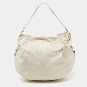 Furla Ivory Python Embossed Leather Hobo 
