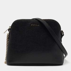 Pre Owned Furla Black Leather Boheme Crossbody Bag
