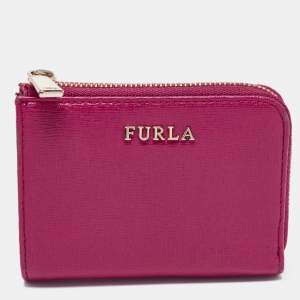 Furla Pink Leather Zip Compact Wallet