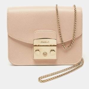 Furla Blush Pink Leather Mini Metropolis Crossbody Bag