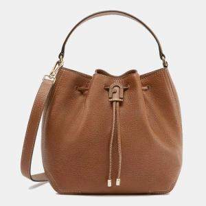Furla Caramel Leather Atena Drawstring Bucket Bag