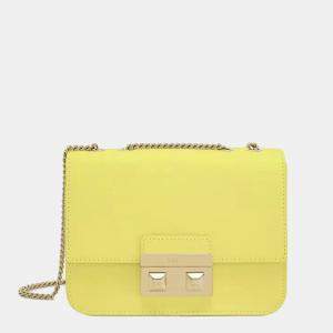 Furla Yellow Fluo Leather Mini Bella Crossbody Bag