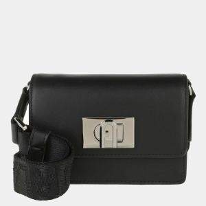 Furla Black Leather Micro 1927 Soft Crossbody Bag
