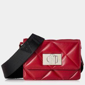 Furla Red Quilted Leather Micro 1927 Soft Crossbody Bag