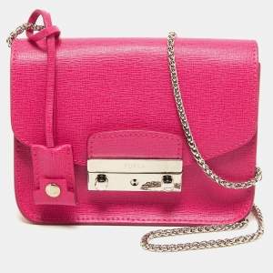 Furla Pink Leather Mini Metropolis Chain Crossbody Bag