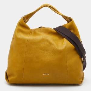 Pre Owned Furla Yellow Leather Elisabeth Hobo