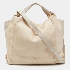 Pre Owned Furla Beige/Grey Leather Hobo
