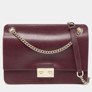 Furla Burgundy Leather Bella Shoulder Bag